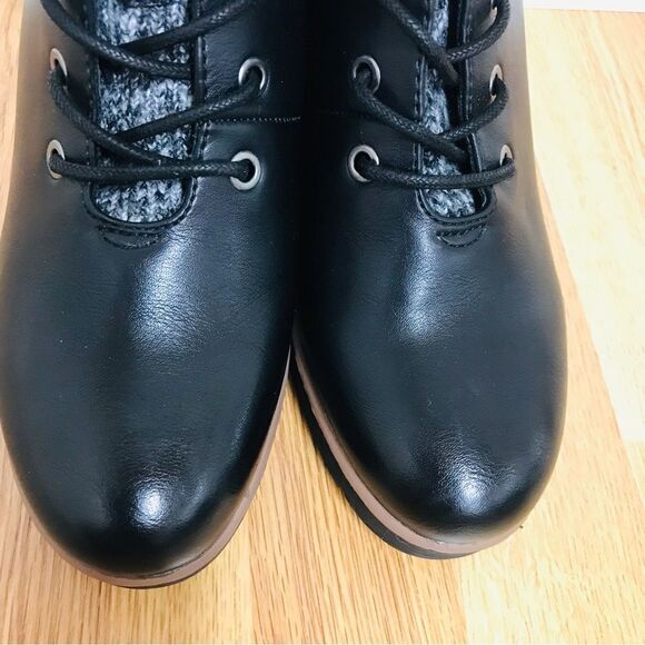SOUL Naturalizer Atlas Black Leather Wedge Ankle Boot Bootie Lace Up‎ Size 8 New - Picture 4 of 12